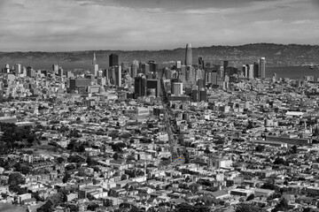 San Francisco City view with rainbow flag