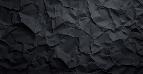 Fototapeta premium Crumpled Black Paper Texture Abstract Background for Design and Art