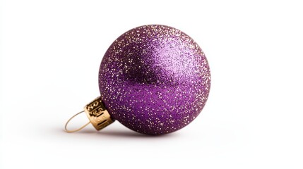 Obraz premium High-resolution image of purple Christmas ornament with glitter surface, isolated on white, bold and stylish holiday mockup