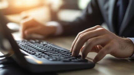 Businessman Typing on Keyboard