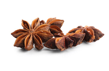 Aromatic star anise on white background