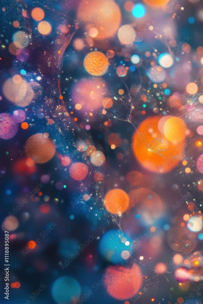 Aufkleber a vibrant abstract image filled with colorful bokeh and light effects.
