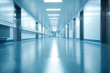 Futuristic Hospital Corridor Abstract Design Ethereal Lighting Modern Clinical Space
