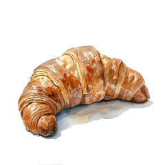 A watercolor of a chocolate croissant, isolated on a white background. Chocolate croissant vector.