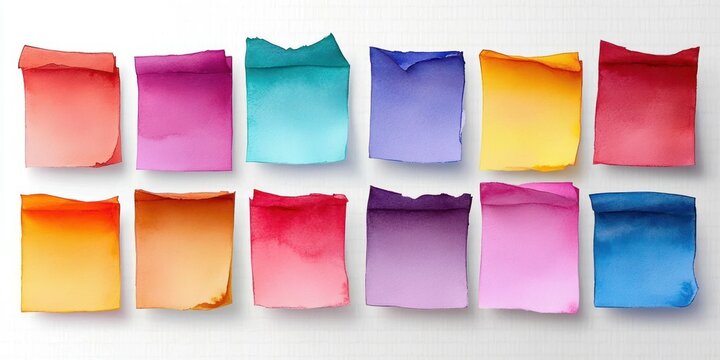 Colorful Sticky Note Collection Watercolor Style Minimalistic Office Memo Stickers for Organizing Work Notes