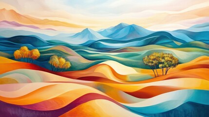Abstract art painting landscape. Modern art background