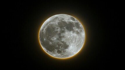 Obraz premium Full moon glowing brightly in the dark night sky.