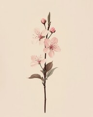 A delicate pink flower branch on a light background.