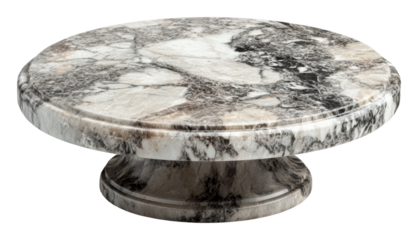 Elegant round marble cake stand for celebrations, cut out - stock png.