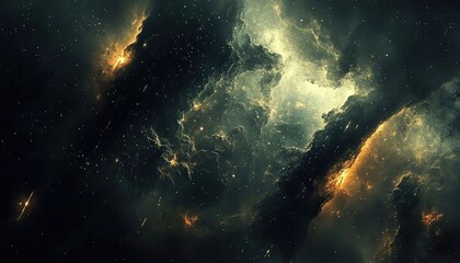 Obraz premium Cosmic Nebula: Exploring Star Birth, Celestial Dust, and Galactic Wonders in Deep Space. A Journey Through Star Clusters.