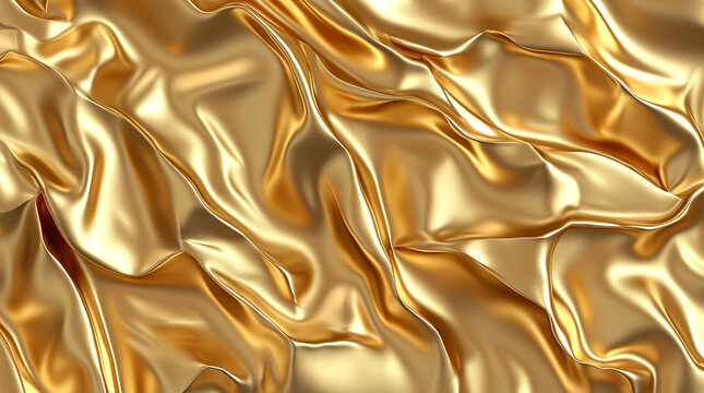 Goldene Stofftextur mit schimmernden Falten.