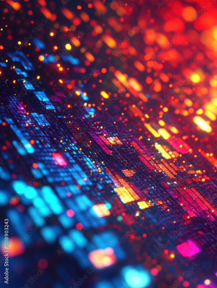 Poster abstract colorful blurry pixel blocks background. bg and technology, digital world concept. 3d rende