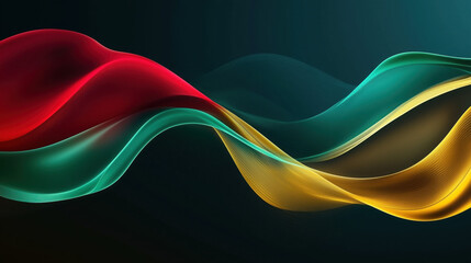 Abstract 3D Flowing Liquid-Like Wave Textures in Emerald, Ruby, and Gold Gradient