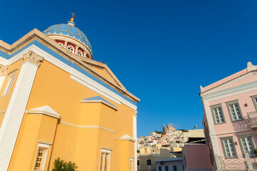 Beautiful Venetian architecture of the Greek island of Syros.
