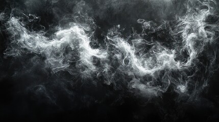Fototapeta premium Abstract white smoke swirls on black background.