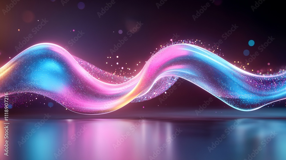 Poster dynamic abstract neon glowing lines for modern background design