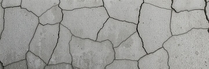 Obraz premium Rough-hewn concrete wall with irregular shapes and crumbling mortar, urban landscape, grunge style