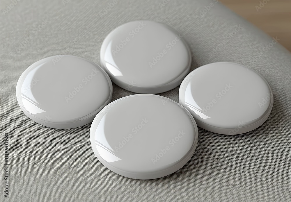 Poster glossy white buttons on gray surface minimalistic design focus image