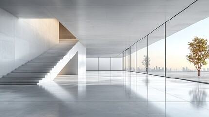 Fototapeta premium A minimalist white architectural sketch captures the clean lines and modern design of a building's interior