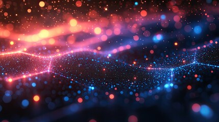 Obraz premium A modern hexagonal pattern emerges, formed by an array of blue and purple dots