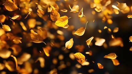 A cascade of falling leaves, each one a different shade of gold