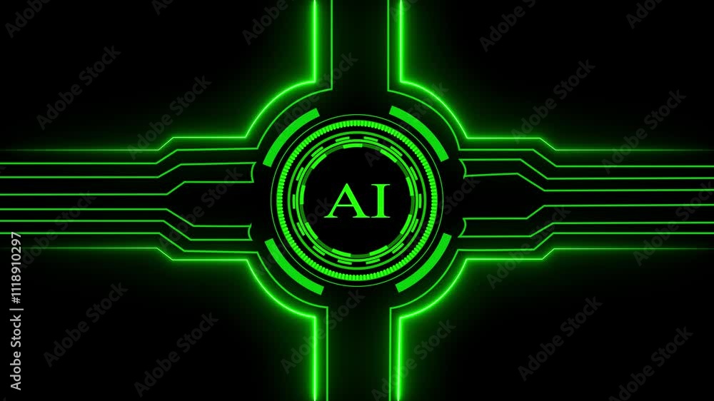Poster animation of ai data processing over black background illustration artificial intelligence (ai) conc