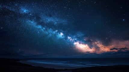 A clear night sky with the Milky Way stretching across the horizon