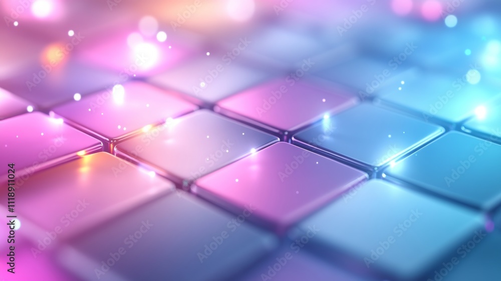 Poster glowing colored square boxes 3d background with soft light effects