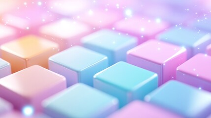 Fototapeta premium Vibrant Glowing Colored Squares in a 3D Background Composition