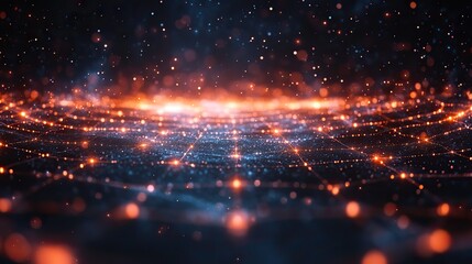 Fototapeta premium A seamless grid pattern with lines and dots against a dark background