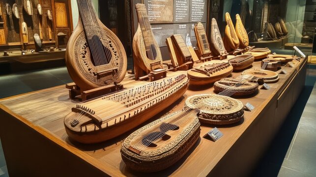 Ancient Musical Instruments Displayed in Museum