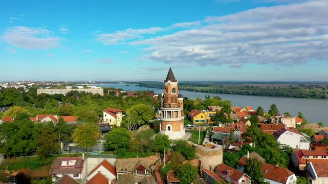 Gardos Tower in Belgrade on the Danube River