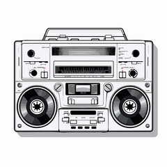 Professional Tape Recorder Outline Vector Illustration for Isolated Objects