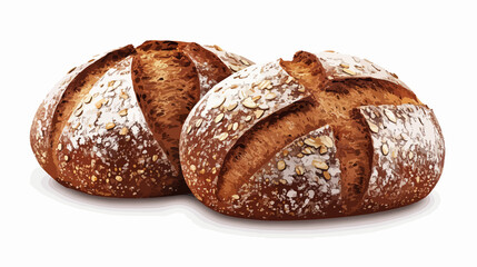 Rye wheat bread vector illustration for food design projects