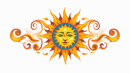 Traditional Style Cartoon Sun Tattoo Vector - Stylish and Creative Design Illustration