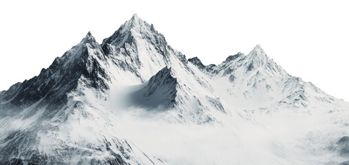 Obraz premium Majestic snow-capped peaks rise above the clouds, cut out - stock png.