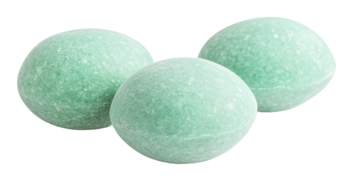 Natural green tablets for cleansing and care, cut out - stock png.