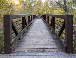 Symmetrical leading lines of bridge across North Fork South Branch Potomac River near Seneca Rocks,...