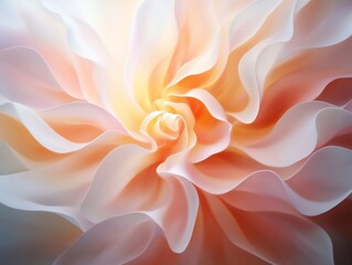 Abstract peach and white flower petals swirling inward.