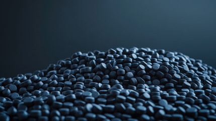 Fototapeta premium Close up of black rubber pellets a type of polymer resin.