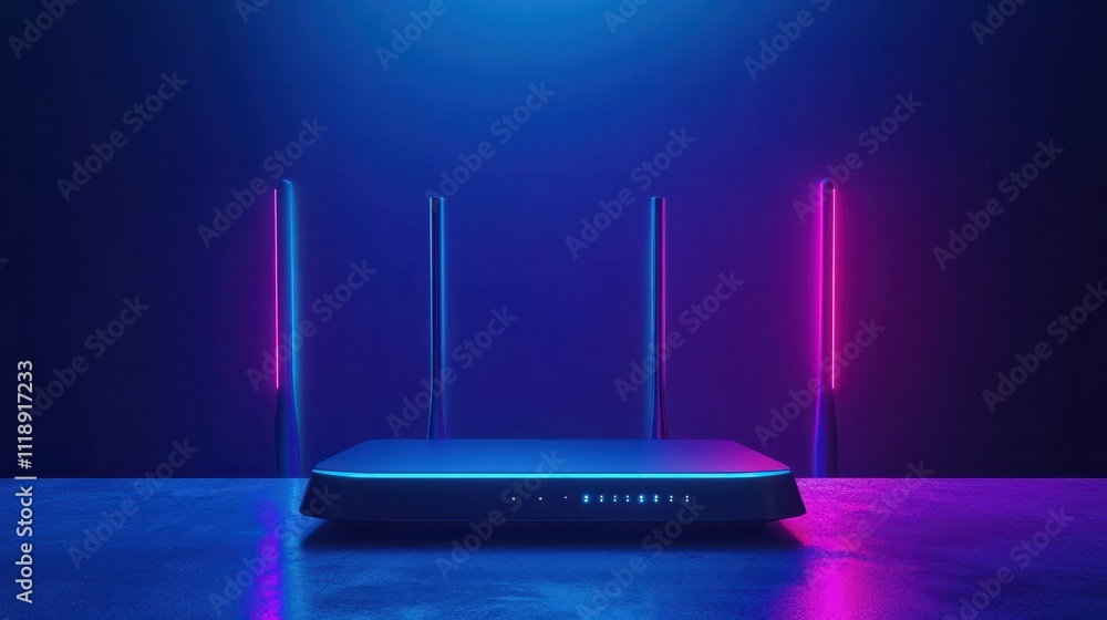 Poster generic modern high speed 5g next generation router for home secure networks and online communicatio