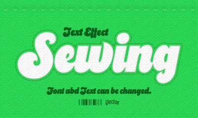 cut out sewing embellishment text effect. editable vector file.