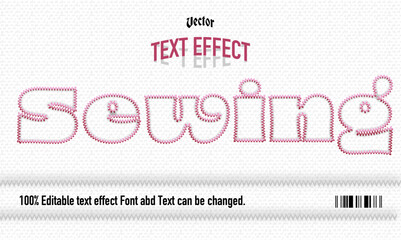 zigzag sewing text effect.editable vector file.