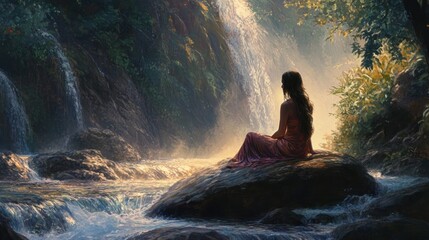 Obraz premium Solitude by the Waterfall