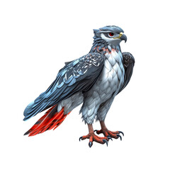 Fototapeta premium Majestic 3D Render of a Grey-and-Red Hawk