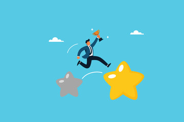 Fototapeta premium From Legacy to Brilliance, A Businessman's Leap to a Starry New Vision