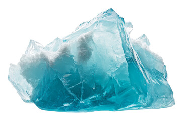 Obraz premium Unique blue crystal resembling ice in natural form, cut out - stock png.