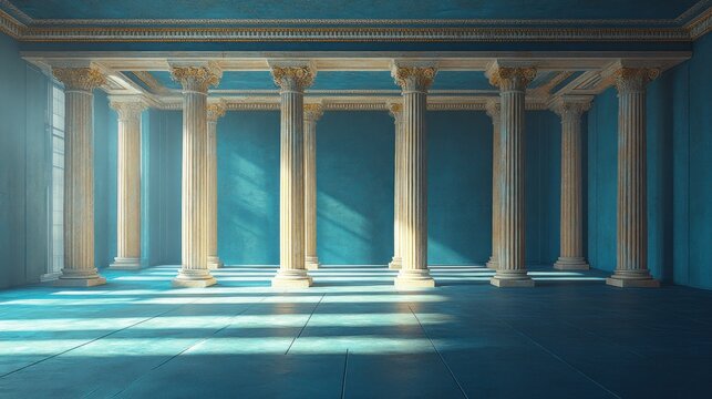 Greek Heritage Month Celebration with Minimalist Greek Columns in Blue and White