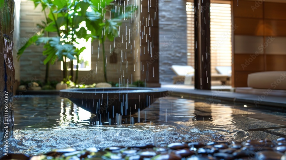 Poster the faint sound of a trickling water feature can be heard in the background adding to the soothing a
