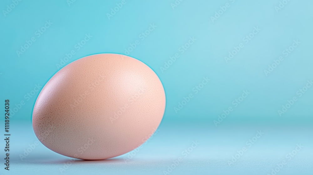 Poster single egg model on soft color background in minimalist scene